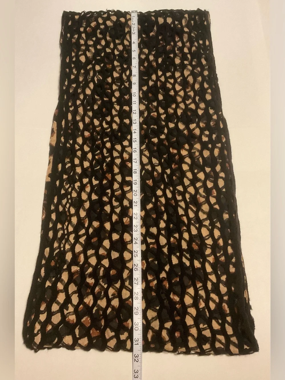Women Black Leopard Print Lace Overlay Infinity Scarf Lightweight 32x18